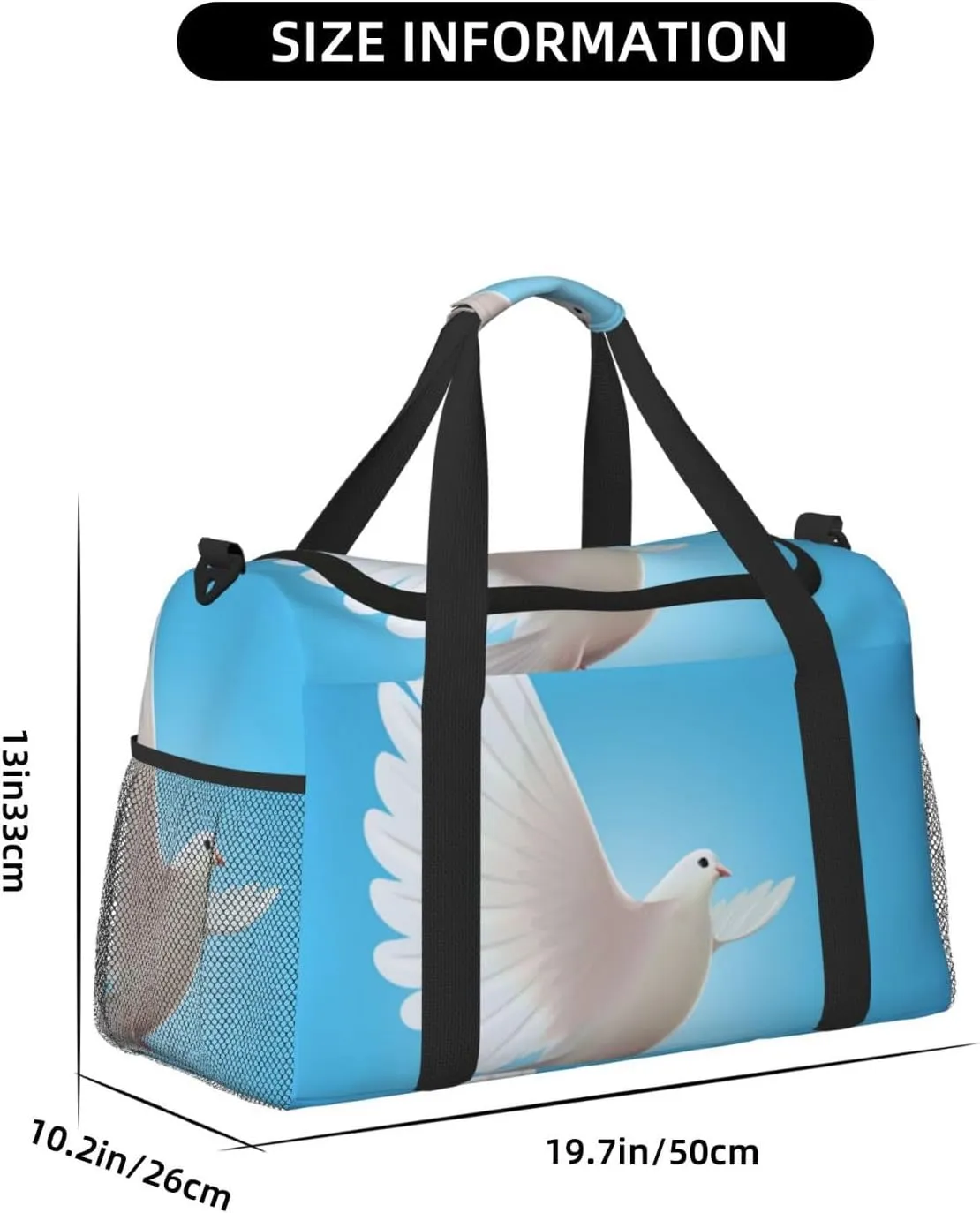 Dove Of Peace Travel Duffel Bag Large Foldable Waterproof Overnight Bag For Beach Swim Bags Pool Sports Gym