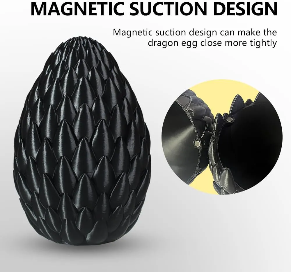 Dragon Eggs with Dragon Inside, 16.5 Inch【TechHorizon SSU】 Large 3D Printed Dragon Egg Articulated Dragon Crystal Dragon Executive Desk Toys Fidget Toy(Purple,with Egg)