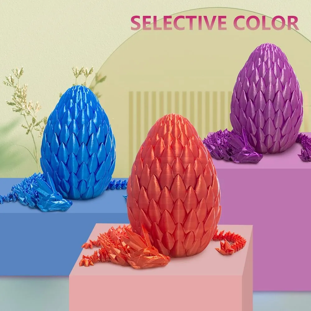 Dragon Eggs with Dragon Inside, 16.5 Inch【TechHorizon SSU】 Large 3D Printed Dragon Egg Articulated Dragon Crystal Dragon Executive Desk Toys Fidget Toy(Purple,with Egg)