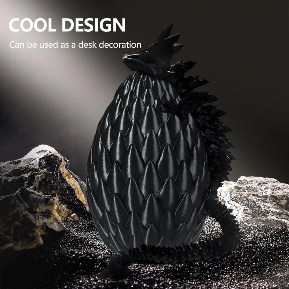 Dragon Eggs with Dragon Inside, 16.5 Inch【TechHorizon SSU】 Large 3D Printed Dragon Egg Articulated Dragon Crystal Dragon Executive Desk Toys Fidget Toy(Purple,with Egg)