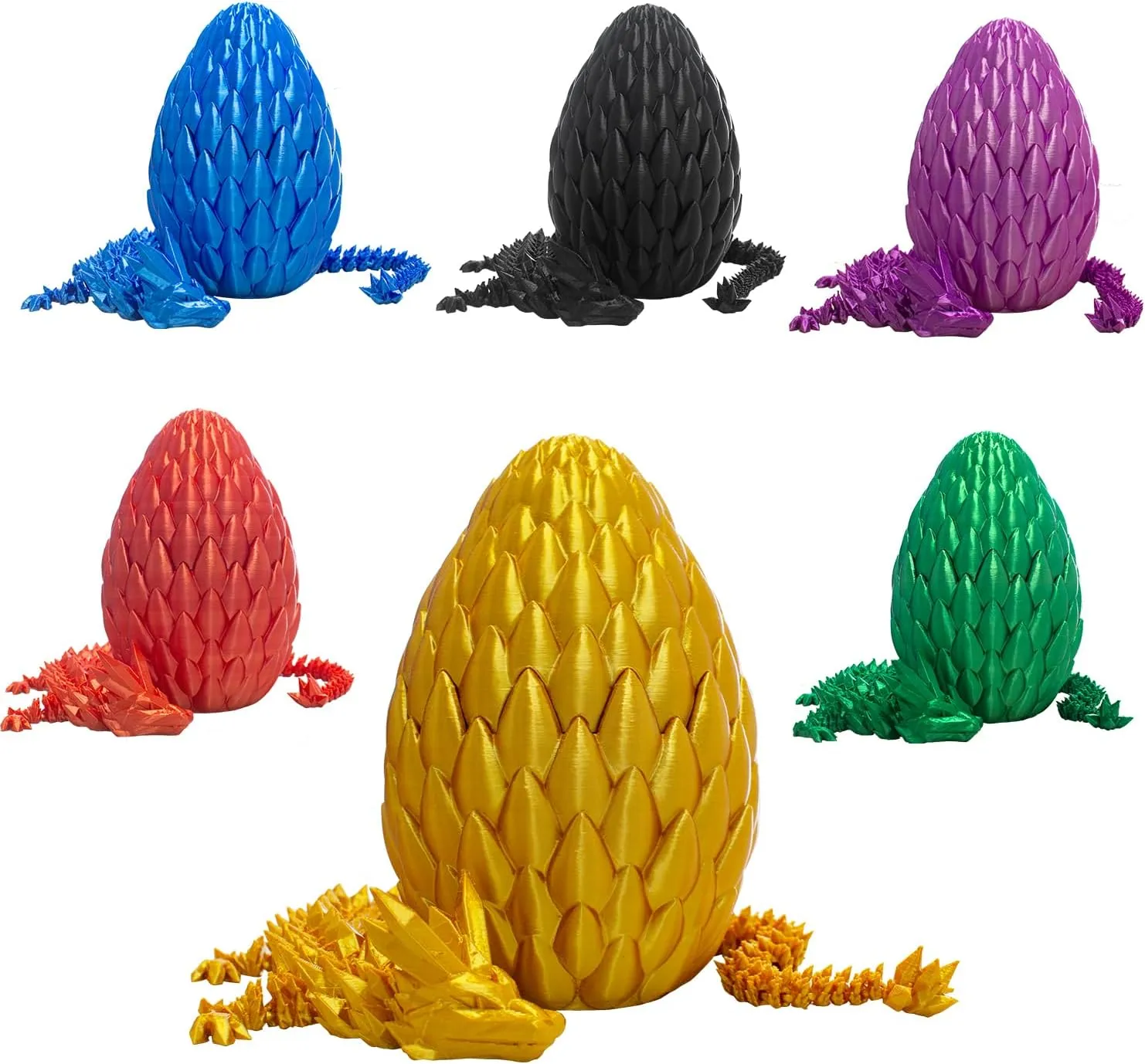 Dragon Eggs with Dragon Inside, 16.5 Inch【TechHorizon SSU】 Large 3D Printed Dragon Egg Articulated Dragon Crystal Dragon Executive Desk Toys Fidget Toy(Purple,with Egg)