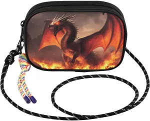 Dragon Fire Roar Crossbody Bags for Women Cell Phone Purses Women's Shoulder Handbag Wallet Purse with Rope Pendant