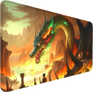 Dragon Stitched Edges MTG Playmat, 24 x 14 inches MTG Mat for MTG DTCG CCG RPG Trading Card Inked Game Playmats Smooth Surface Battle Game Rubber Collection