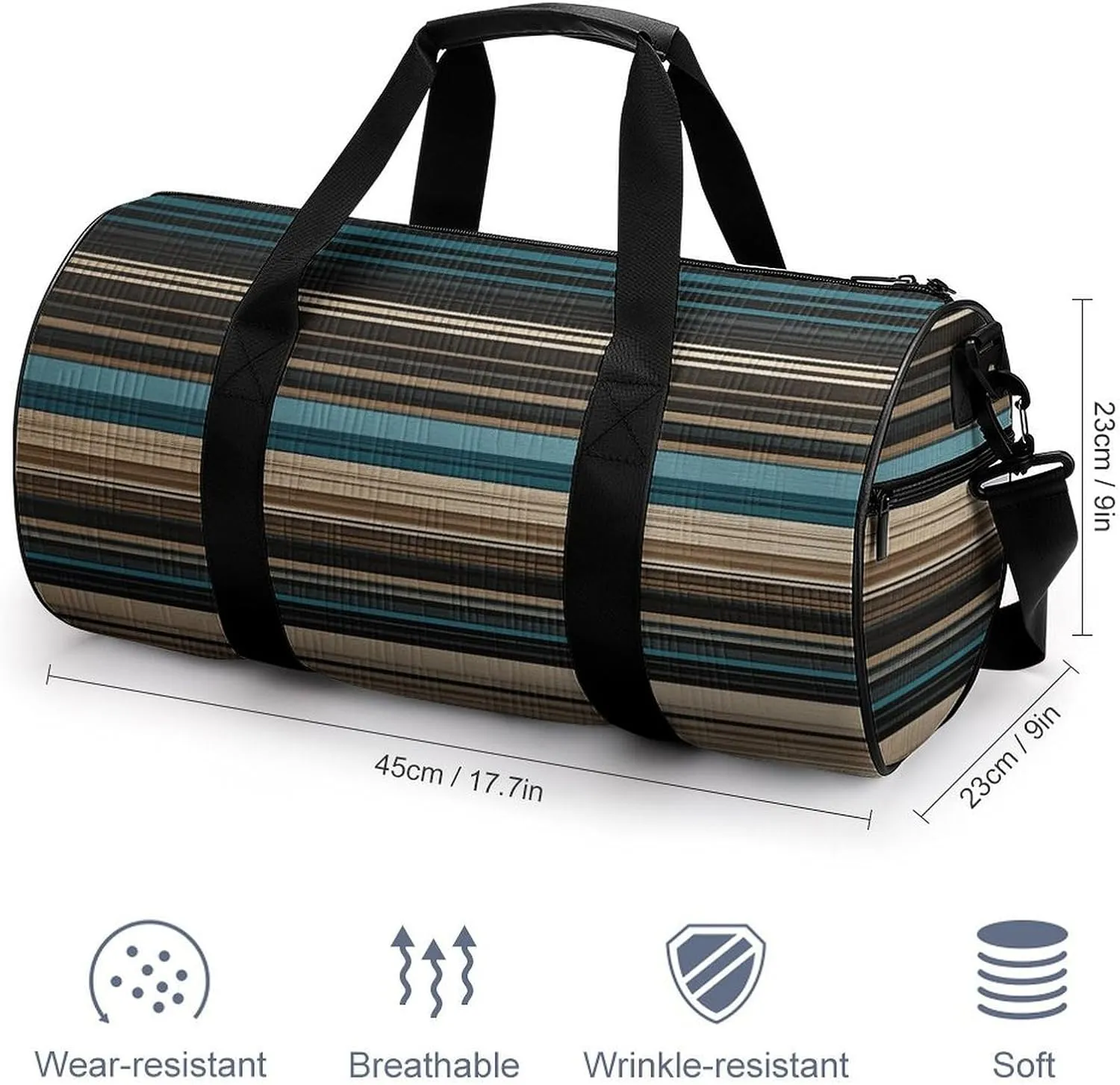 Duffel Bag for Men Women Gym Bag Beige And Brown Stripes Travel Duffel Bag Waterproof Overnight Bag for Sports Workout