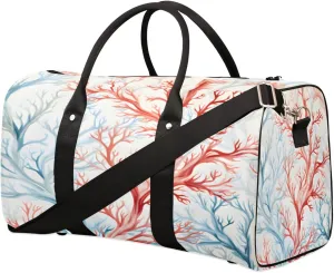 Duffel Bags Ocean Coral Large Tote Bag Blue Red Corals Overnight Travel Bags for Women Men Lightweight Duffel Bag Adjustable Strap Carry On Bag Waterproof Gym Travel Bag