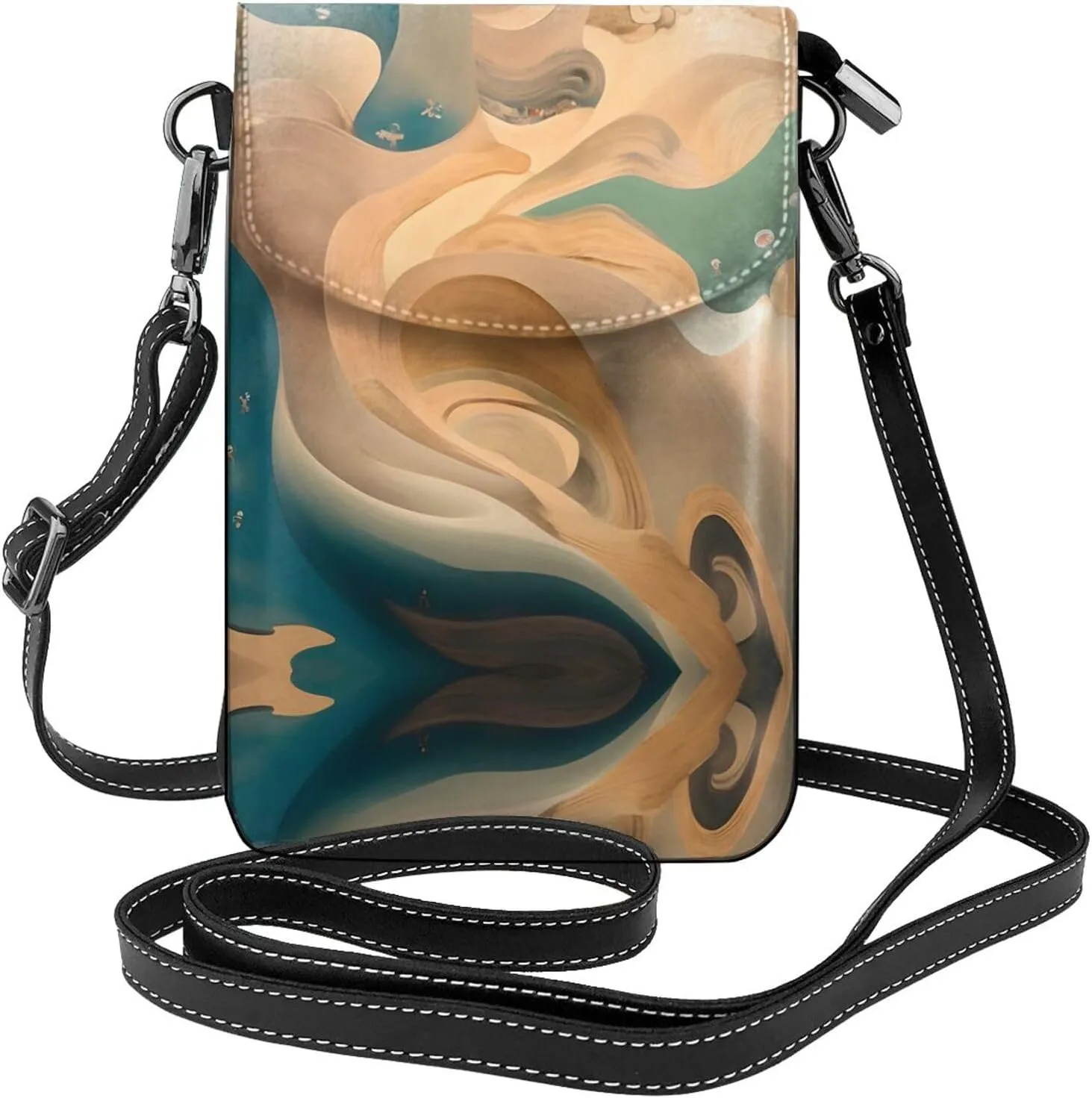 Dunhuang Mystery Prints Leather Crossbody Flap Phone Bag - Versatile Gift for Women Walking, Camping, Shopping, and Travel