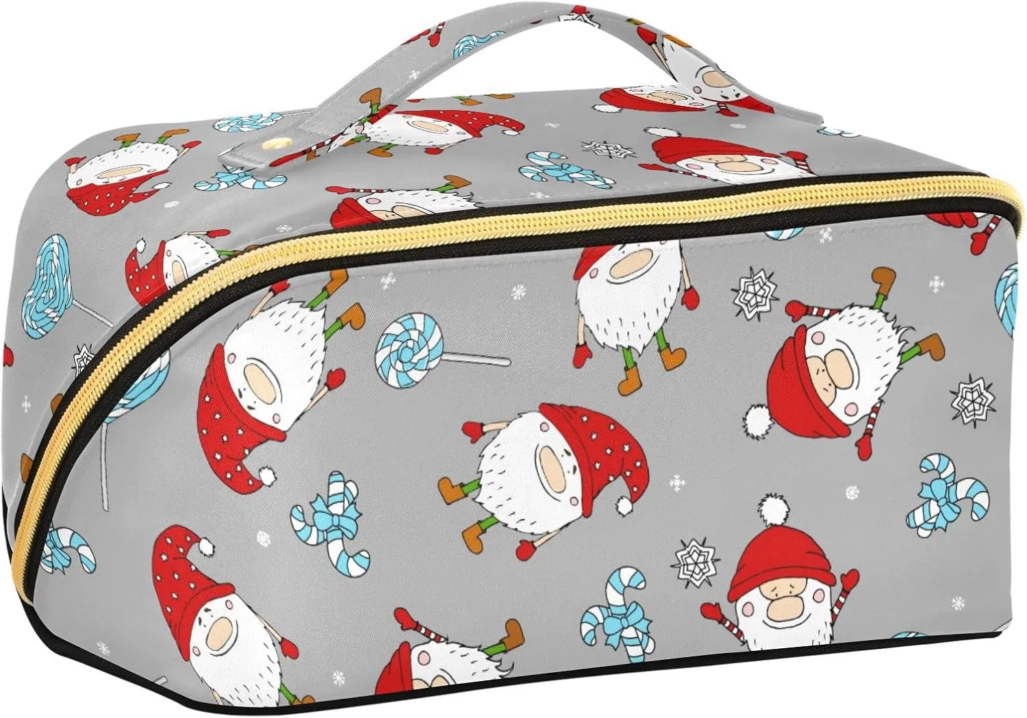 Dwarf and Sweet Candy Large Capacity Travel Cosmetic Bag Makeup Bag Open Flat Makeup Organizer with Handle and Divider Travel Toiletry Bags for Women Girls
