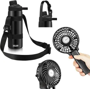 EasyAcc Hand Held Fan 3 Speed   Water Bottle Handle Shoulder Strap for 12oz - 64 oz