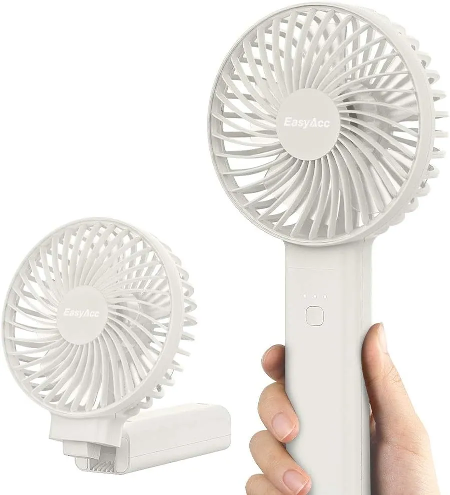 EasyAcc Handheld Fan, 5000 Battery Operated Portable Fan [ 4 Speed 20 Hours Powerful Hand Table Fan ] One Touch Power Off Foldable USB Desk Fan for Home Travel Outdoor