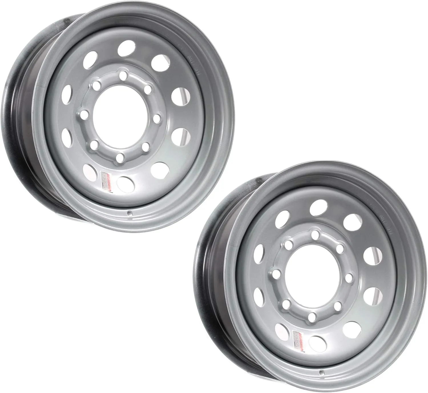 eCustomrim 2-Pack Heavy Duty Equipment Trailer Rims Wheels 16 in. 16X6 8H Silver Modular