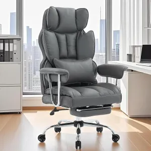 Efomao Big and Tall Executive Office Chair for Heavy People, High Back Computer Chair with Foot Rest, Home Office Desk Chairs, Mineral Grey