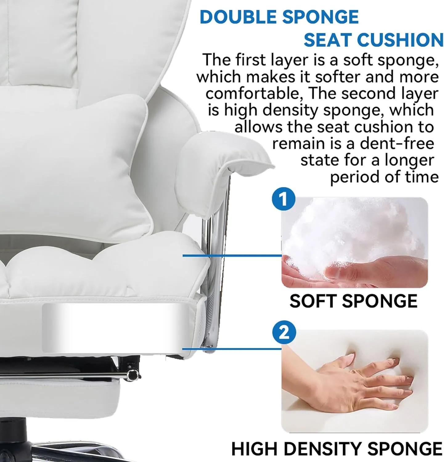 Efomao Big and Tall Office Chair 400lbs – PU Leather Executive Office Chair with Lumbar Support & Leg Rest, Heavy-Duty Computer Chair for Home Office, White by boahaus