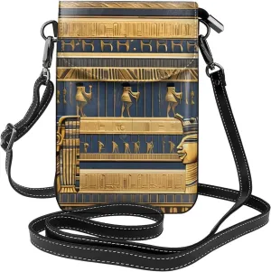 Egyptian Pharaonic Frescoes Women'S Crossbody Bag, Zipper Phone Wallet, &Cute Purse, Shoulder Bag, Detachable Shoulder Strap