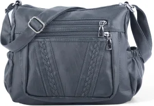 ELDA Crossbody Bags For Women Pocketbooks Soft PU Leather Purses and Handbags Multi Pocket Shoulder Bag