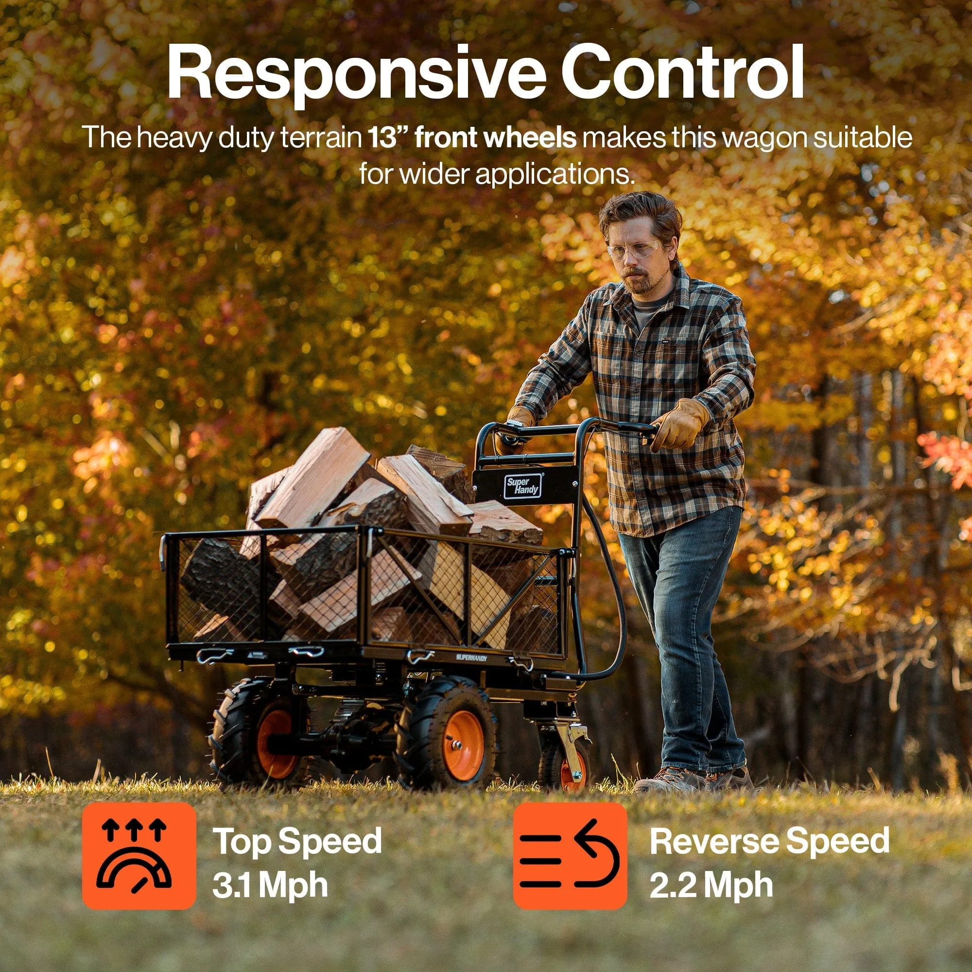 Electric Utility Wagon Pro - 48V 7Ah AGM Battery, 660Lb Max Weight