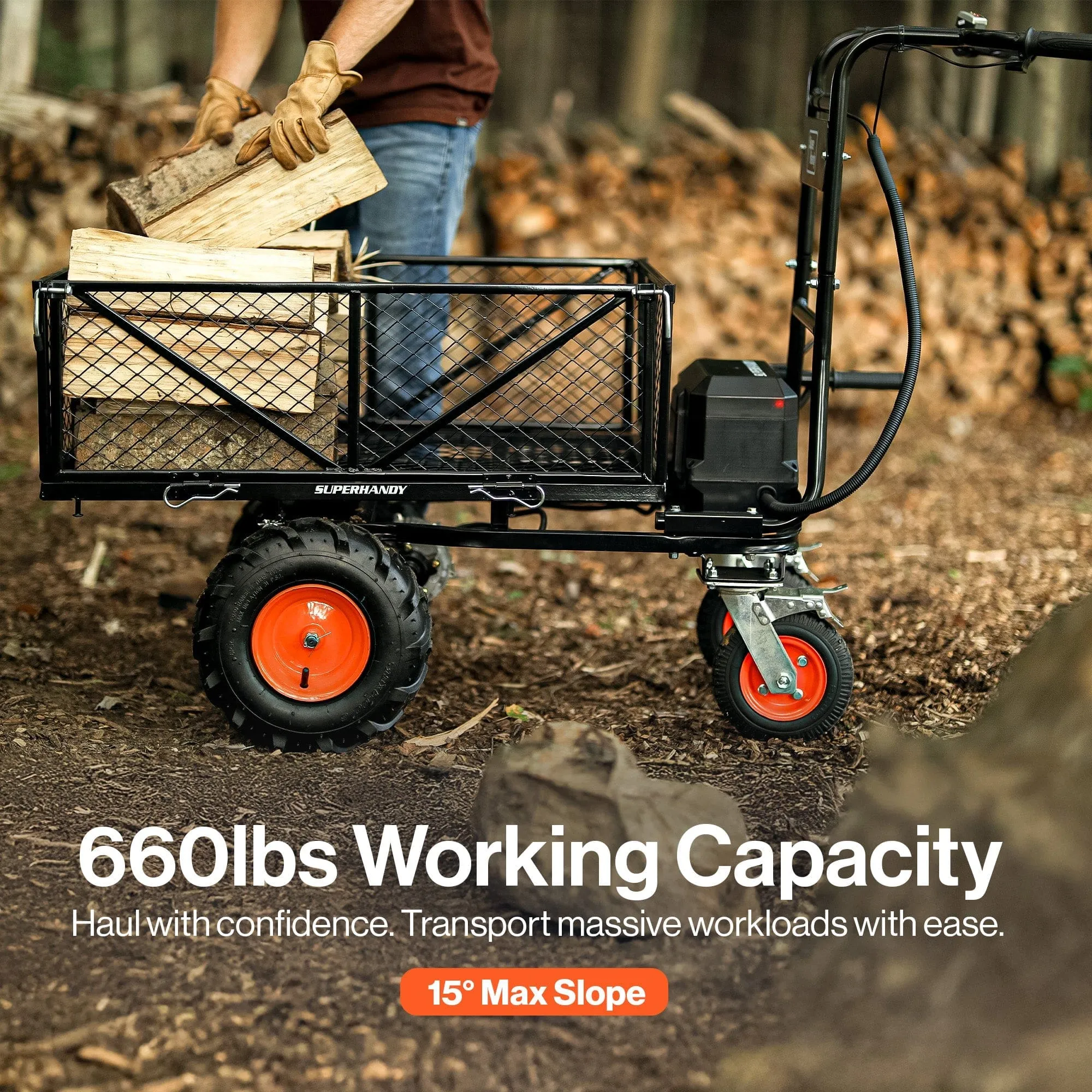 Electric Utility Wagon Pro - 48V 7Ah AGM Battery, 660Lb Max Weight