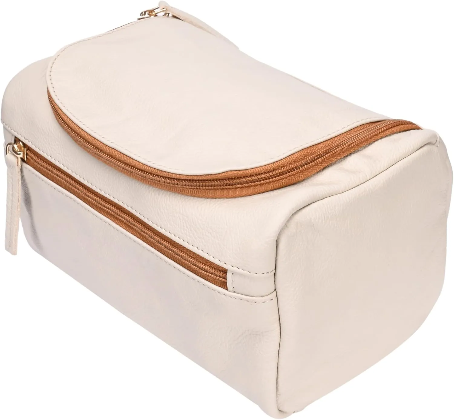 ELIZO Premium REAL Leather Toiletry Bag for Men Dopp Kitt Hanging Mens Toiletry Large TSA Toiletries Bag Shaving Grooming Bag Organizer Cream Tan