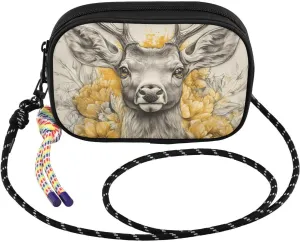 Elk Flower Cute Crossbody Bags for Women Cell Phone Purses Women's Shoulder Handbag Wallet Purse with Rope Pendant