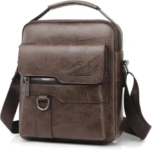 Ellniges]【Men's Crossbody Bag Vintage PU Leather Shoulder Bag, Waterproof Office Messenger Bag for Business Travel, Multi-Purpose Work Bag with 3 Colors (Black/Brown/)
