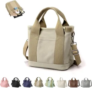 Elmyse Canvas Bag, Elmyse Large Capacity Multi-pocket Handbag Handmade, Elmyse Canvas Tote Bag Women