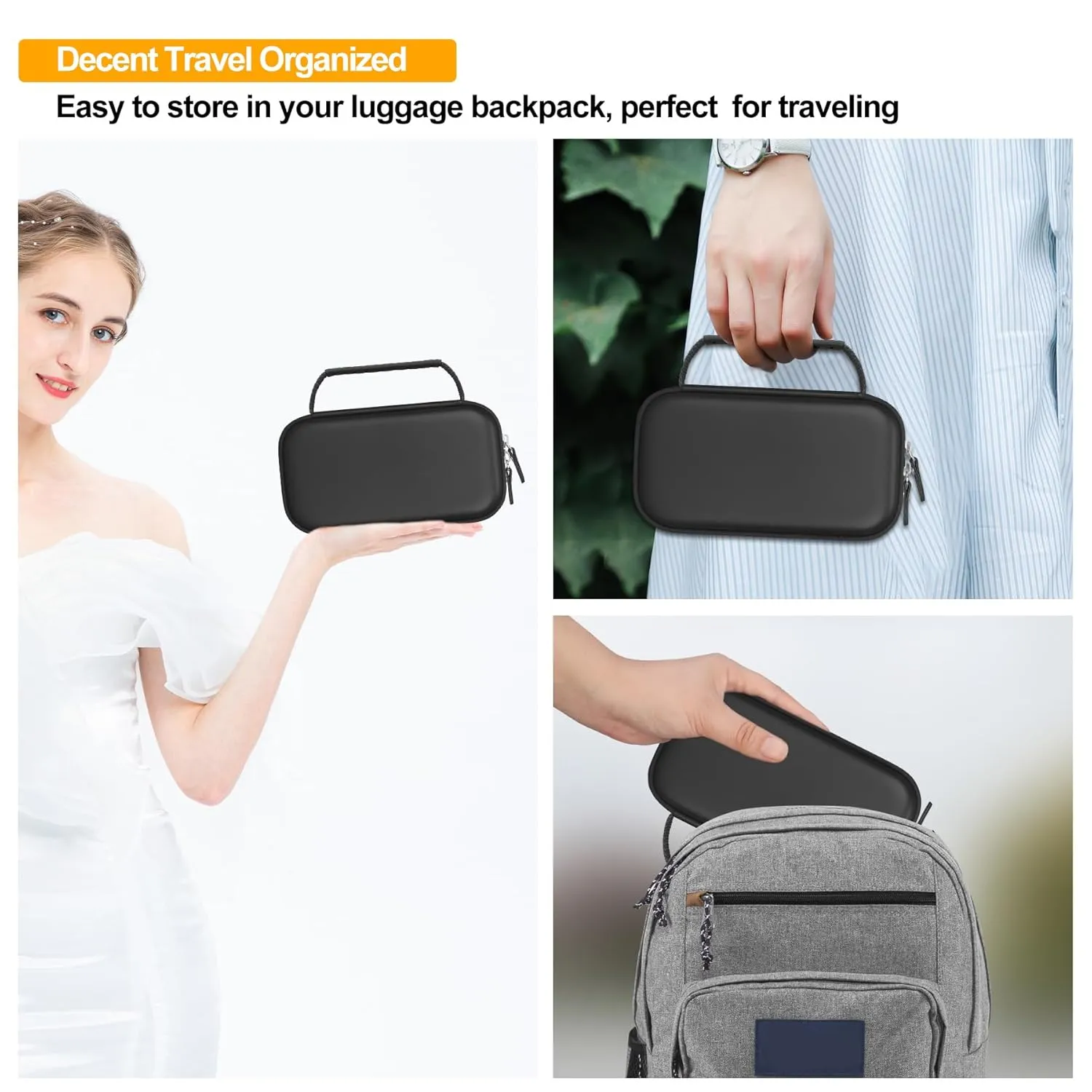 Elonbo Carrying Case for Portable Handheld Inhaler Nebulizer Machine for Adults and Kids, Asthma Inhaler Travel Case, Handheld Mesh Atomizer Machine Holder, Inhaler Spacer Bag, Black
