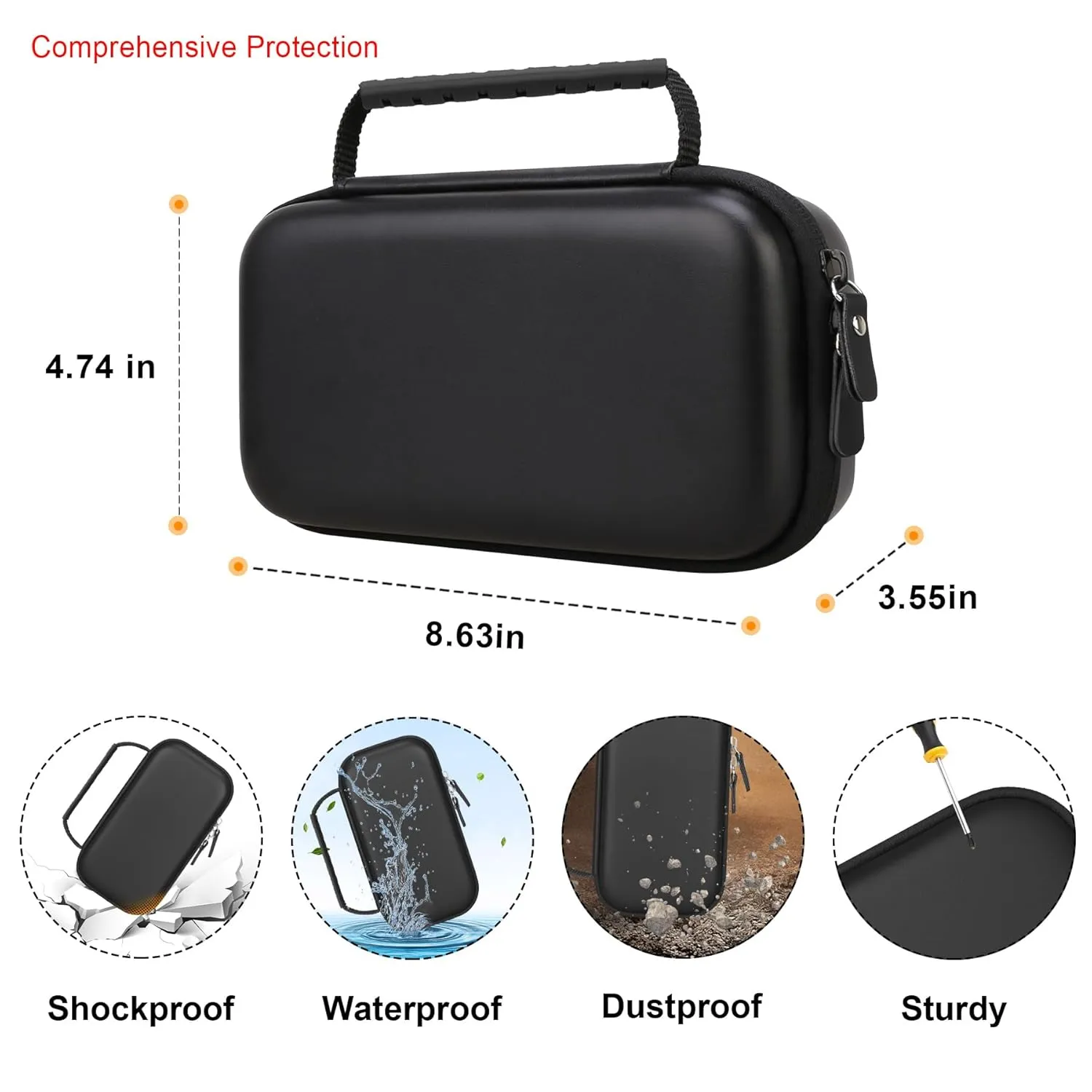 Elonbo Carrying Case for Portable Handheld Inhaler Nebulizer Machine for Adults and Kids, Asthma Inhaler Travel Case, Handheld Mesh Atomizer Machine Holder, Inhaler Spacer Bag, Black