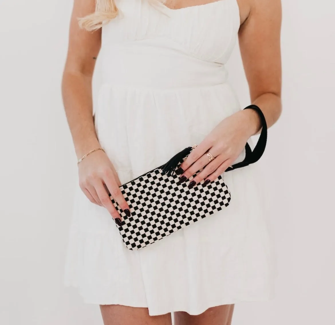 Emma woven clutch wristlet