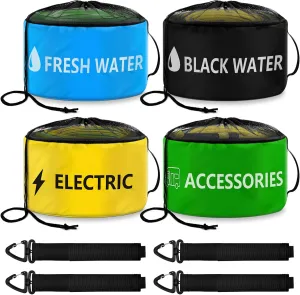 ERKOON Waterproof RV Hose Storage Bag of 4 Pack, Organizer Accessories for Camper, RV Equipment Storage Organizer Bag for Sewer Hoses, for Fresh/Black Water Hoses and Electrical Cords etc