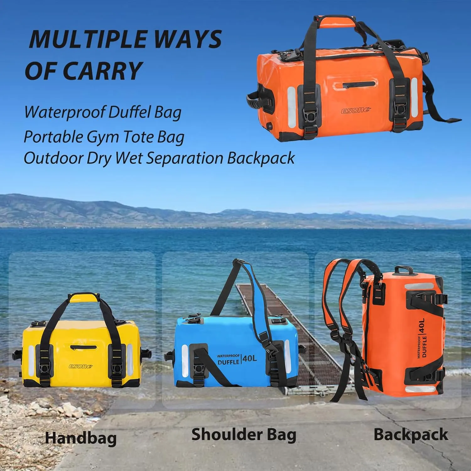 ESONE Dry Bags Waterproof Backpack for Men/Women Dry Bags for Kayaking Waterproof Backpack for Travel Dry Bag Backpack Waterproof Duffel Bag Applicable Boating Camping Paddle Board Surfing