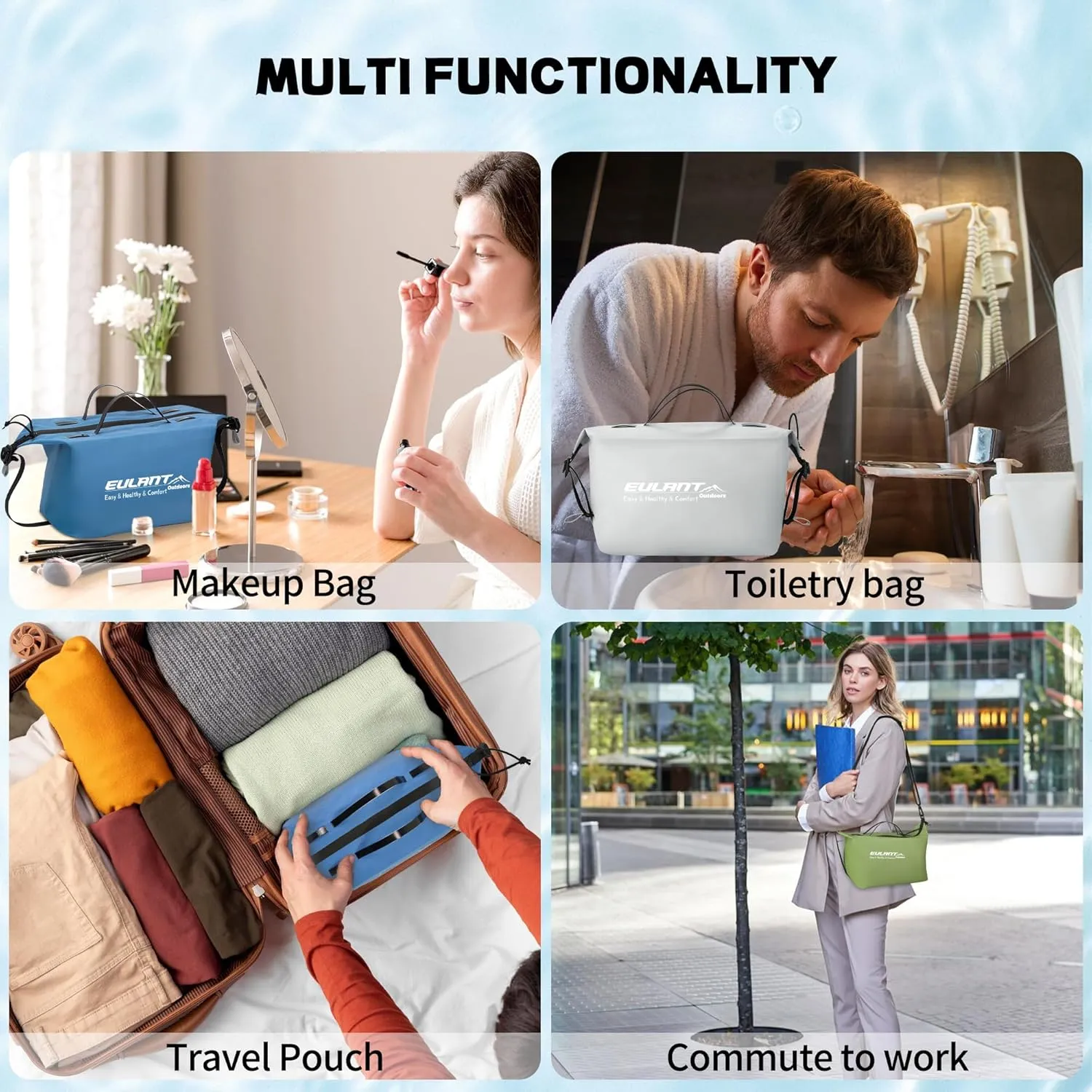 EULANT Men Women Travel Toiletry Bag,Water-resistant Organizer Large Capacity Cosmetic Bags Toiletry Organizer Bags with Shoulder Straps for Men Women Toiletry Accessories,Travel,business trips