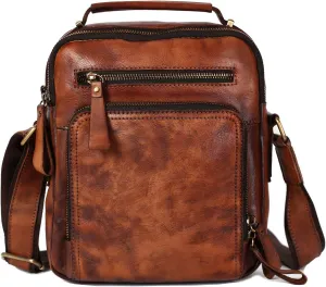 EURYNOME Leather Messenger Bag for Men, Men Purse Bag Full Grain Leather