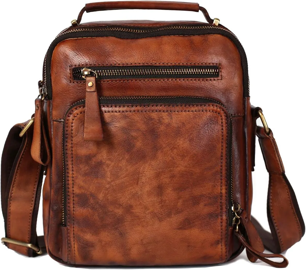 EURYNOME Leather Messenger Bag for Men, Men Purse Bag Full Grain Leather