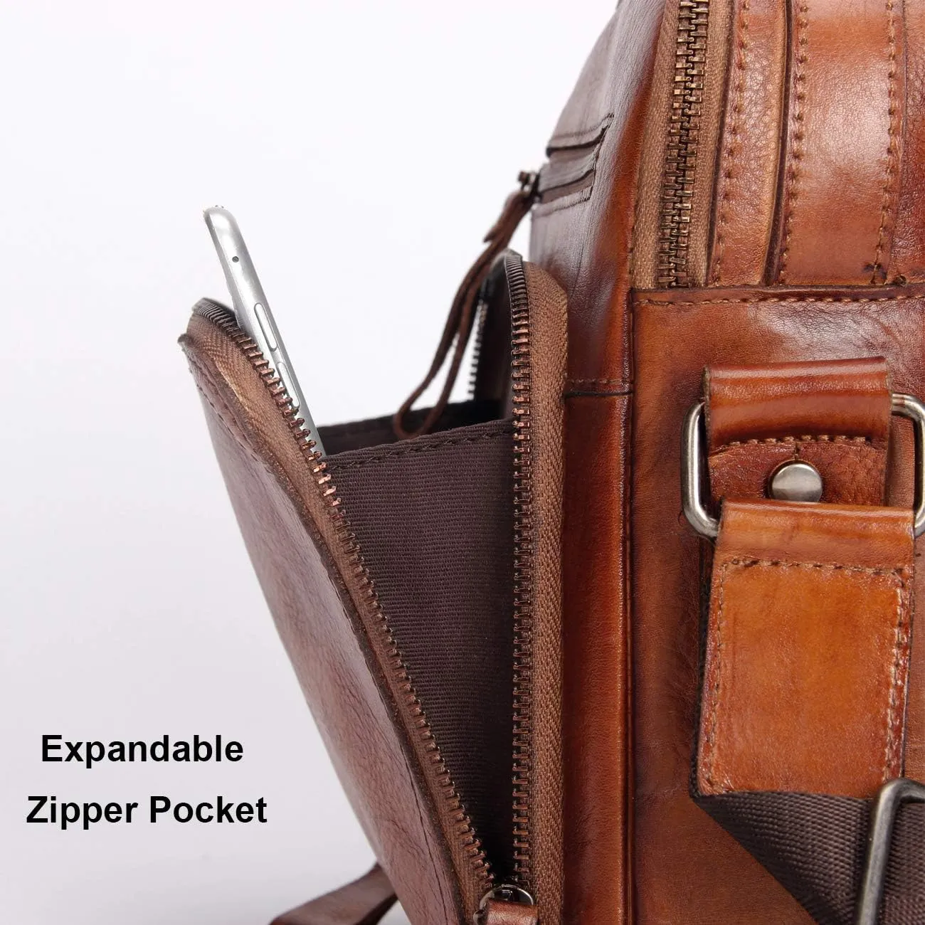 EURYNOME Leather Messenger Bag for Men, Men Purse Bag Full Grain Leather
