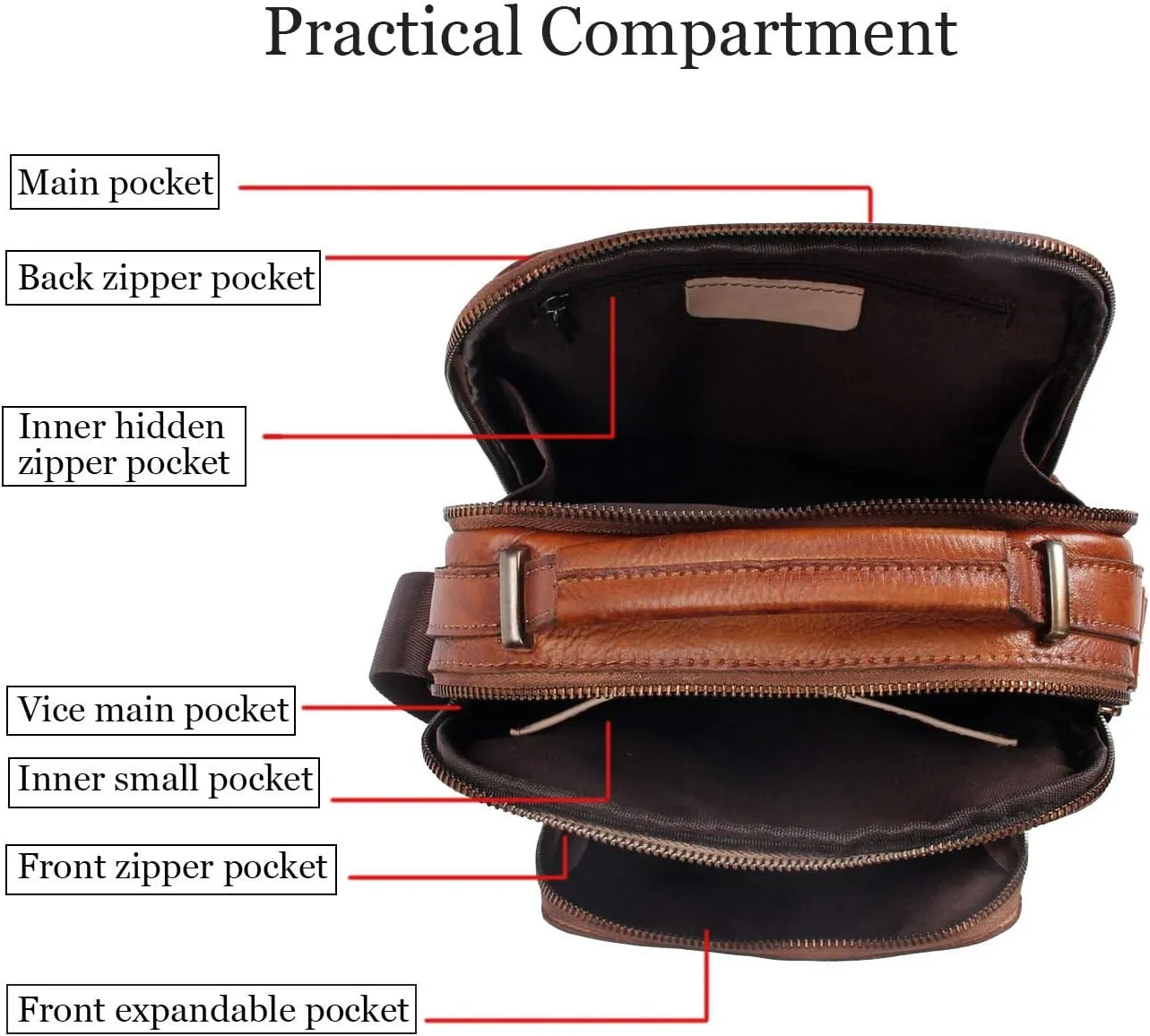 EURYNOME Leather Messenger Bag for Men, Men Purse Bag Full Grain Leather