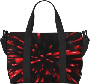 Explosion Burst Red And Black Print Hand Travel Bag,Gym Bag,Weekend Travel Overnight Bag,Tote Bag Sports Bag For Women Men