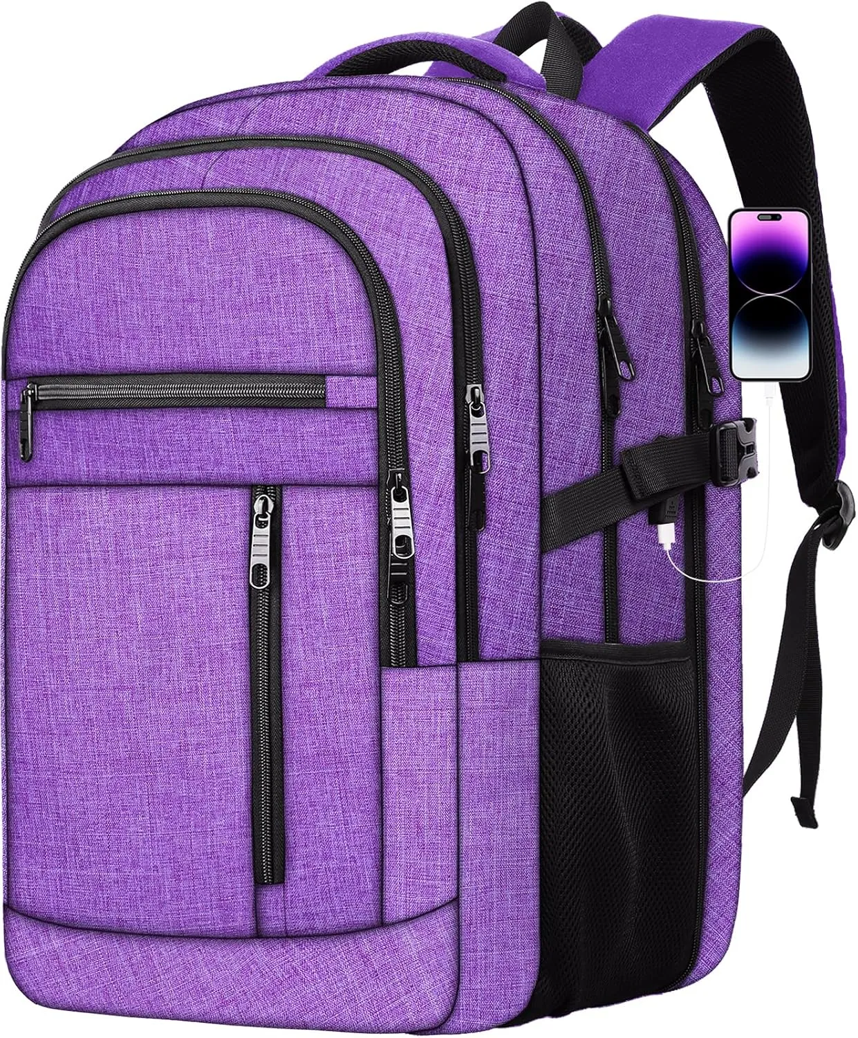 Extra Large Backpack, Travel Laptop Backpack, Multiple Pockets 17 Inch Carry on Backpack with USB Port, TSA Water Resistant Business Travel Bag Gift for Women,Backpack for Women, Purple