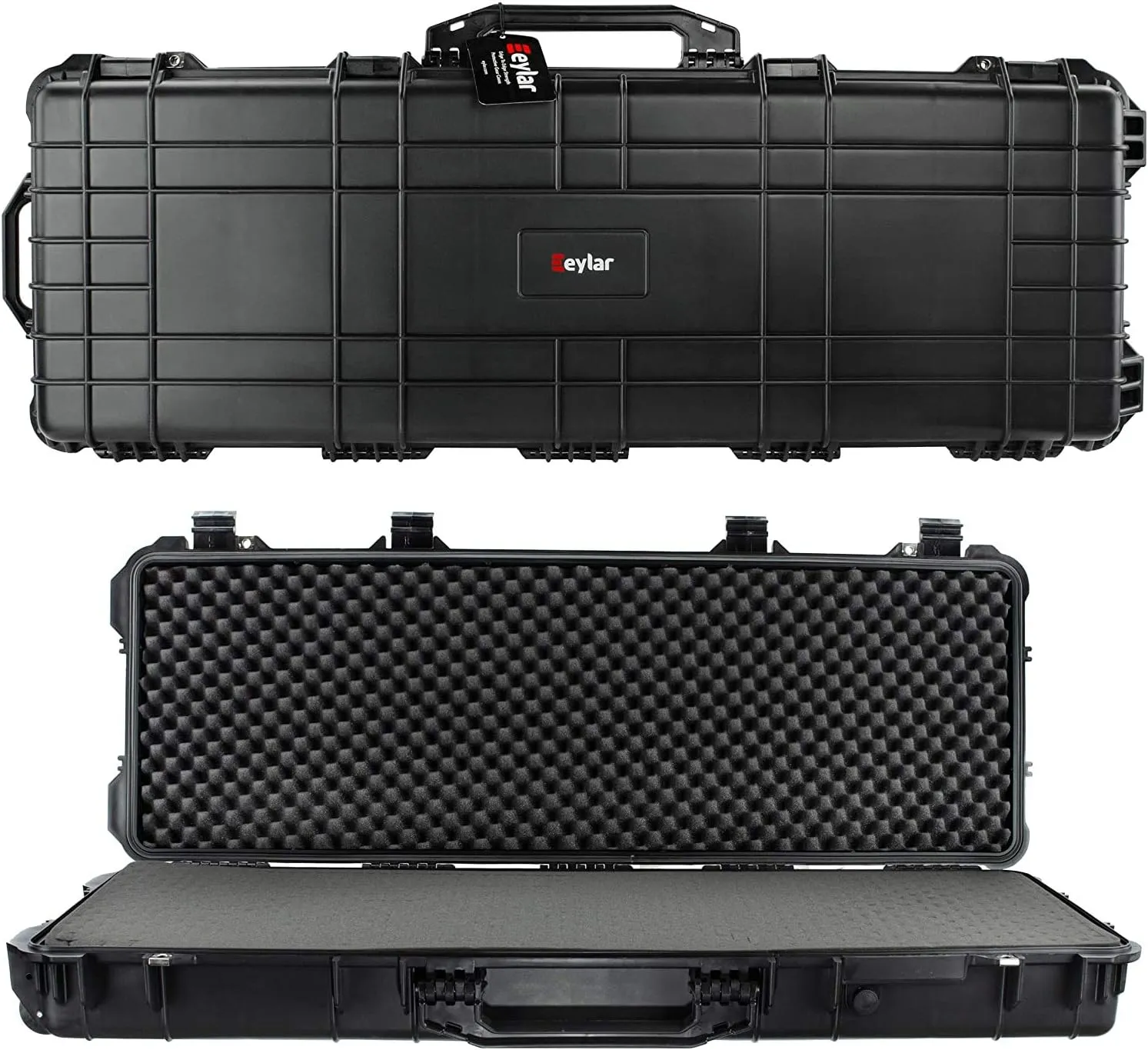 Eylar 48" Inch Protective Roller Rifle Hard Case with Foam, MWaterproof & Crushproof, Two Rifles Or Multiple Guns, Pressure Valve with Lockable Fittings Black