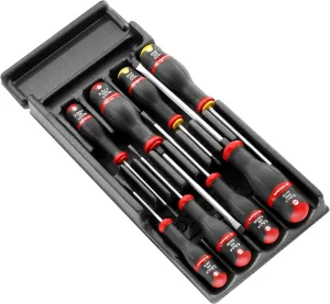 FACOM - Protwist 8-piece screwdriver module - MOD.AT1 - Suitable for trolleys - Ergonomic two-tone handle - Comfortable to use - Complete set - Workshop hand tools, Black