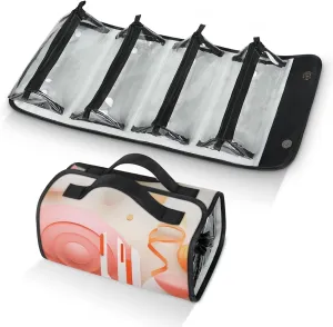 Fairground Motor Vehicles Travel Toiletry Bag for Women, 4 in 1 Roll Up Makeup Cosmetic Bag With 4 Removable PVC Zipper Pouch