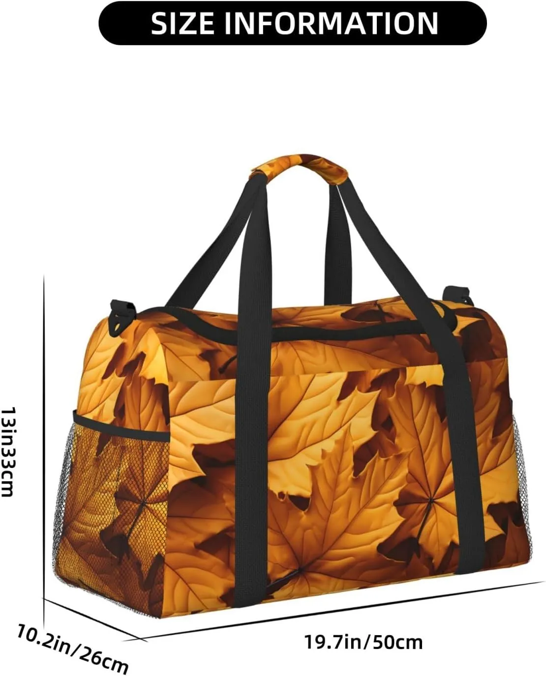 Fall Leaves Wooden Duffle Bag Foldable Travel Tote Bag Carry On Large Weekender Overnight Bags Waterproof Gym Bag For Women Men