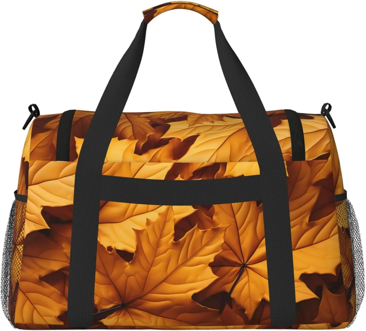 Fall Leaves Wooden Duffle Bag Foldable Travel Tote Bag Carry On Large Weekender Overnight Bags Waterproof Gym Bag For Women Men