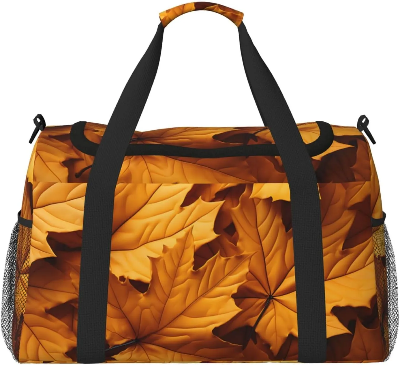 Fall Leaves Wooden Duffle Bag Foldable Travel Tote Bag Carry On Large Weekender Overnight Bags Waterproof Gym Bag For Women Men