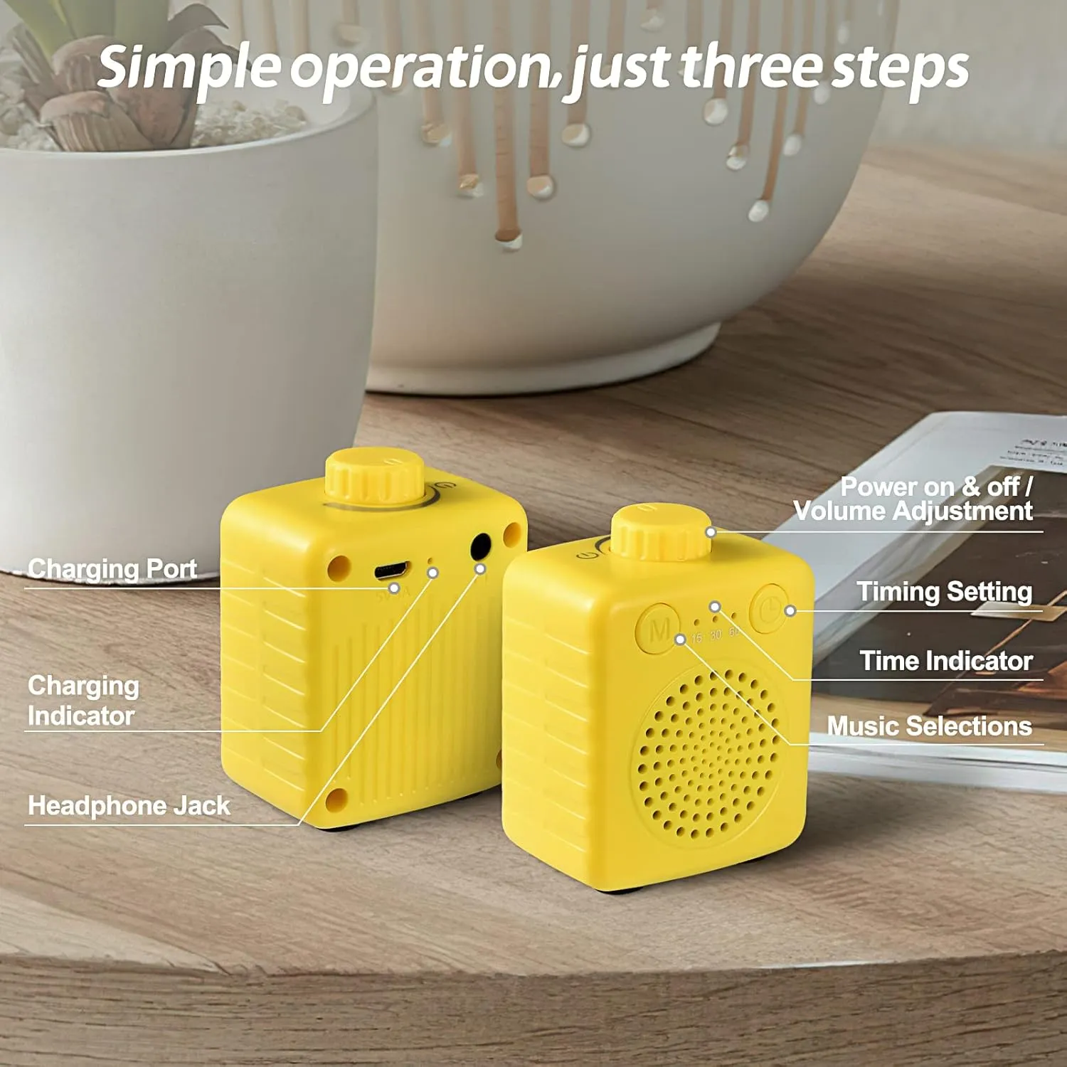 Fansbe Sleep Sound Machine Travel Size, White Noise Machine Baby Portable, Small Travel Sound Machines Adults Super Mini 20 Soothing Sounds Adjustable Volume for Home Travel and Office (Yellow)