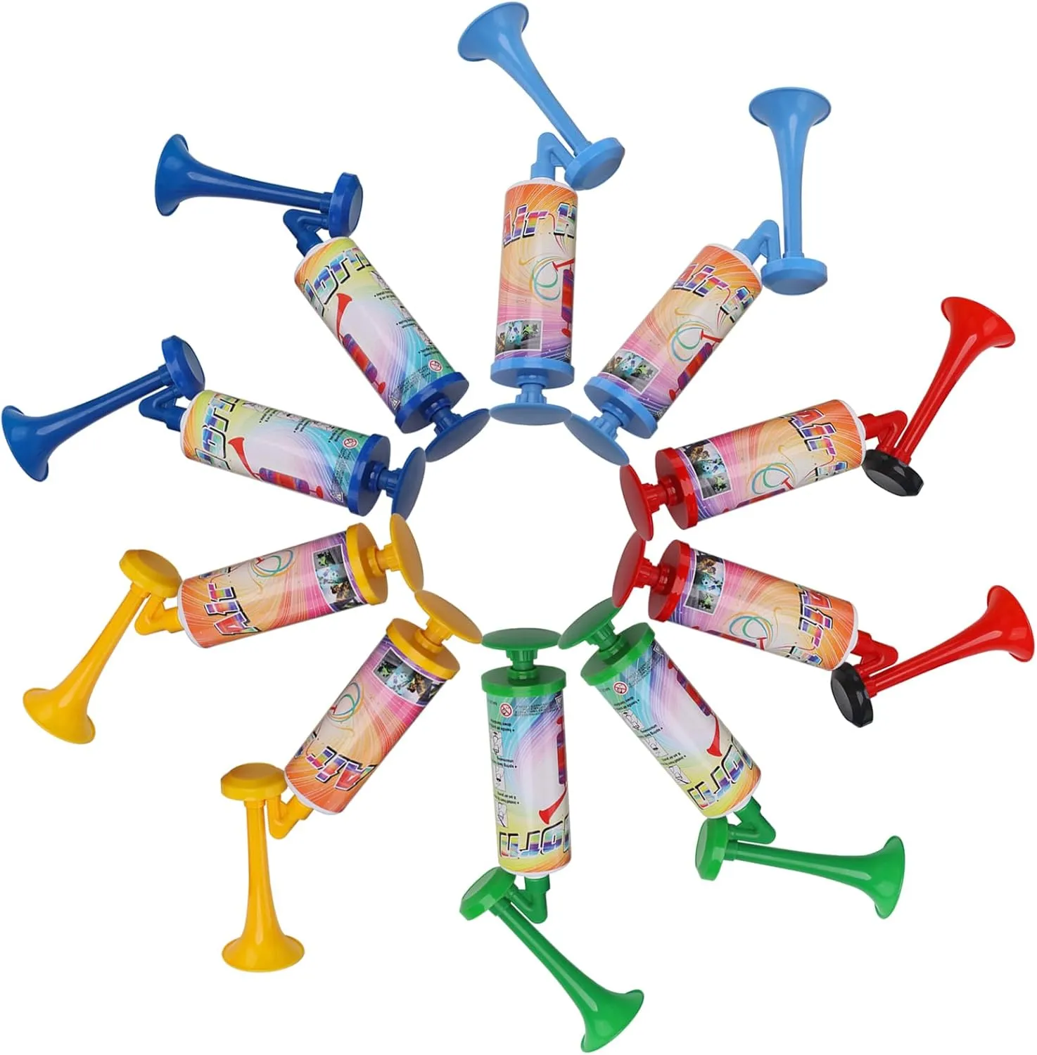 FARBIN Mini Air Horn Hand Pumps Noisemakers Toys Gift, Loud Noise Maker Non-Toxic Party Horns, Hand-held Air Horn for Sporting Events Contest and Parties (mini handheld hor 10pcs)