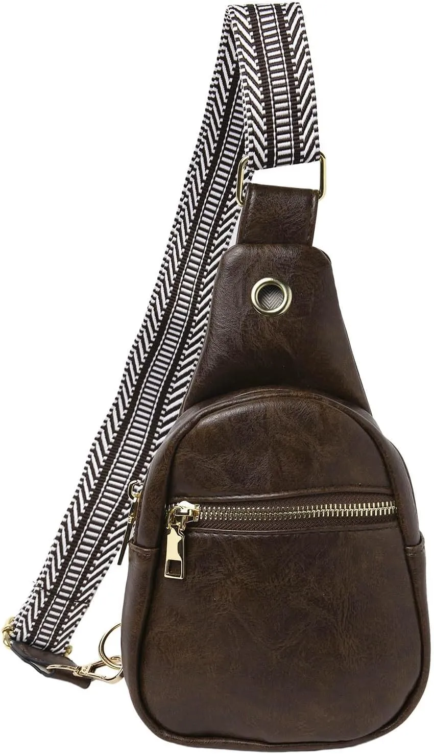 Fashion Chest Bag Soft Leather Texture Crossbody Bag Large Capacity Simple Retro Shoulder Bags Travel (Khaki, One Size)