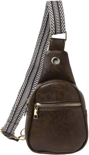 Fashion Chest Bag Soft Leather Texture Crossbody Bag Large Capacity Simple Retro Shoulder Bags Travel (Khaki, One Size)