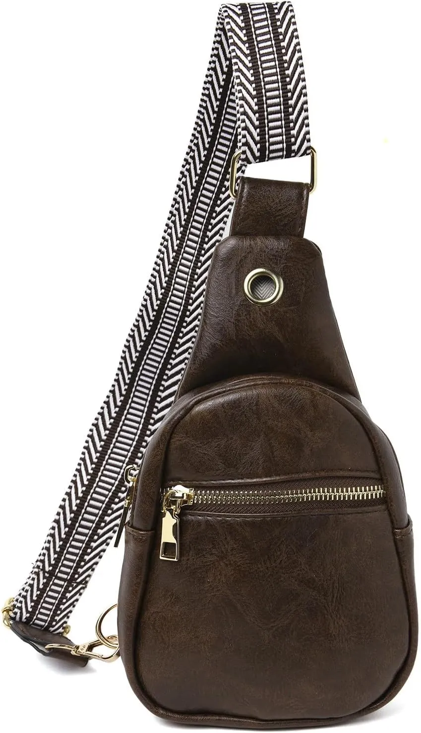 Fashion Chest Bag Soft Leather Texture Crossbody Bag Large Capacity Simple Retro Shoulder Bags Travel (Khaki, One Size)