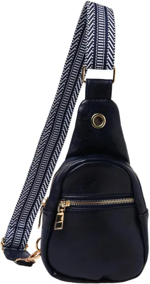 Fashion Chest Bags Soft Leather Texture Crossbody Bags Large Capacity Simple Retro Shoulder Bag (Dark Blue, One Size)