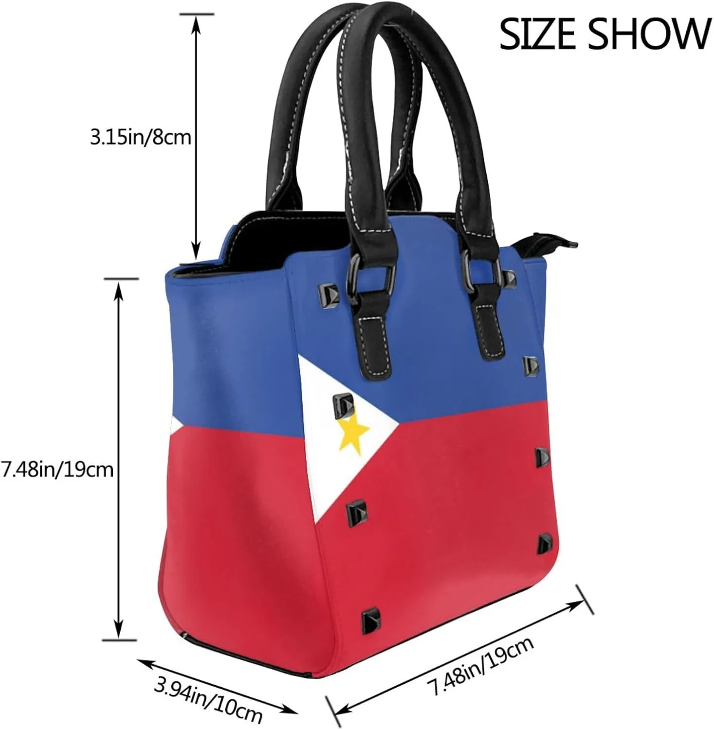 Fashion Rivet Handbag for Women Crossbody Purse Studded PU Leather Handle Bag