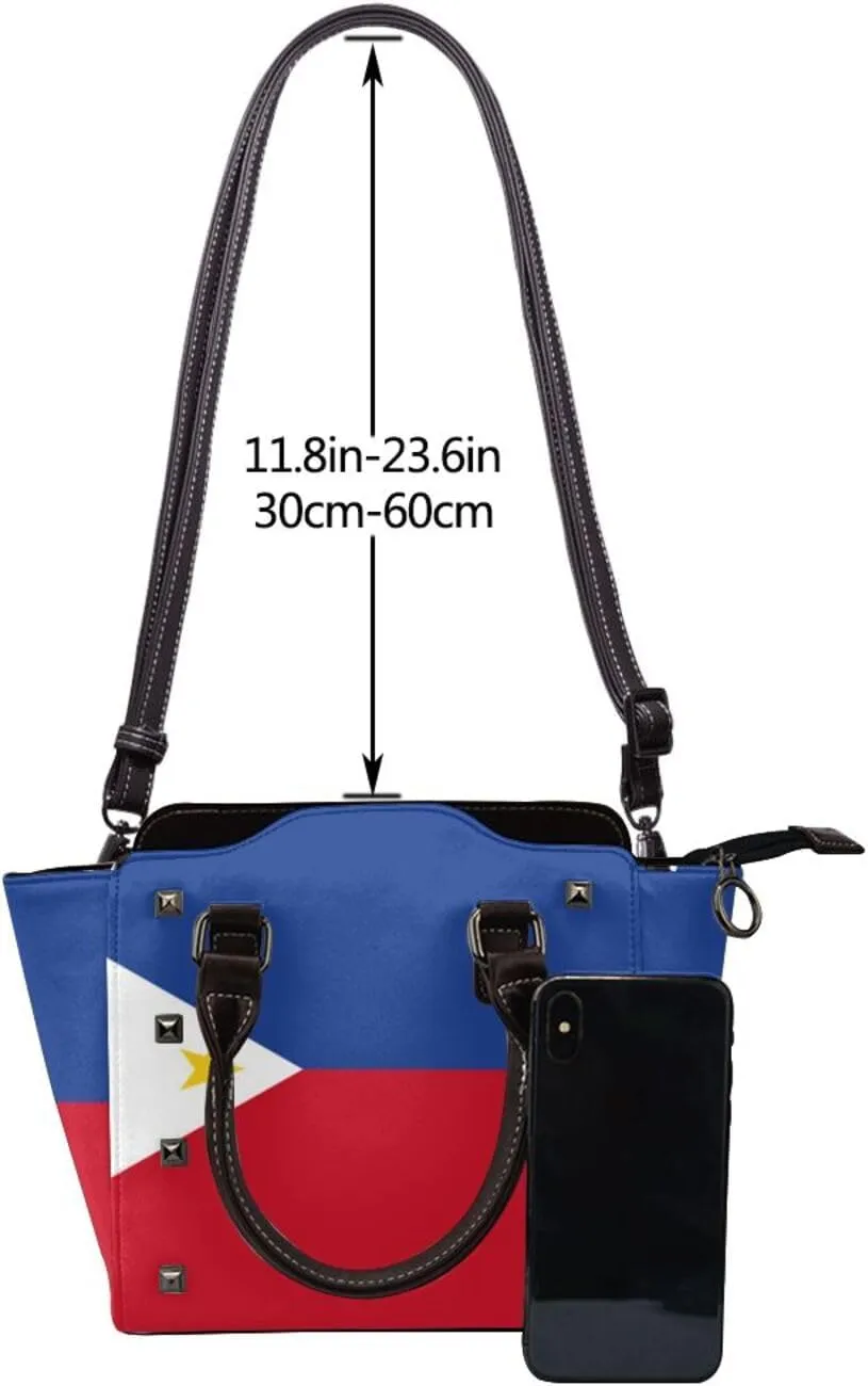 Fashion Rivet Handbag for Women Crossbody Purse Studded PU Leather Handle Bag